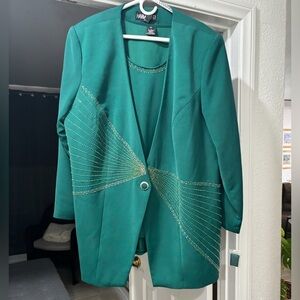 Harmony New York plus size Hunter green suit, Jacket silky nyc womens sz 20